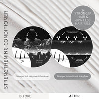  Percy & Reed strengthening shampoo and conditioner benefits including 3x stronger hair, 68% less hair fall