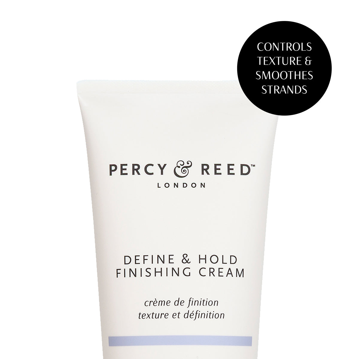 Close up shot of Percy & Reed finishing cream ideal for controlling texture and smoothing strands