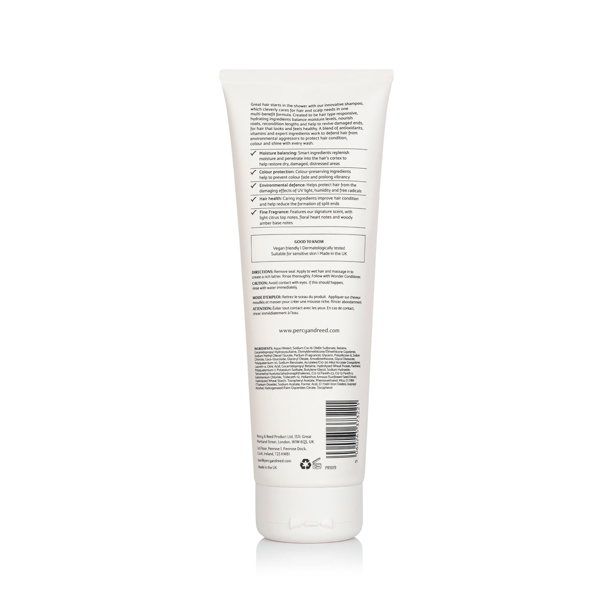 Percy & Reed Wonder Shampoo product information label