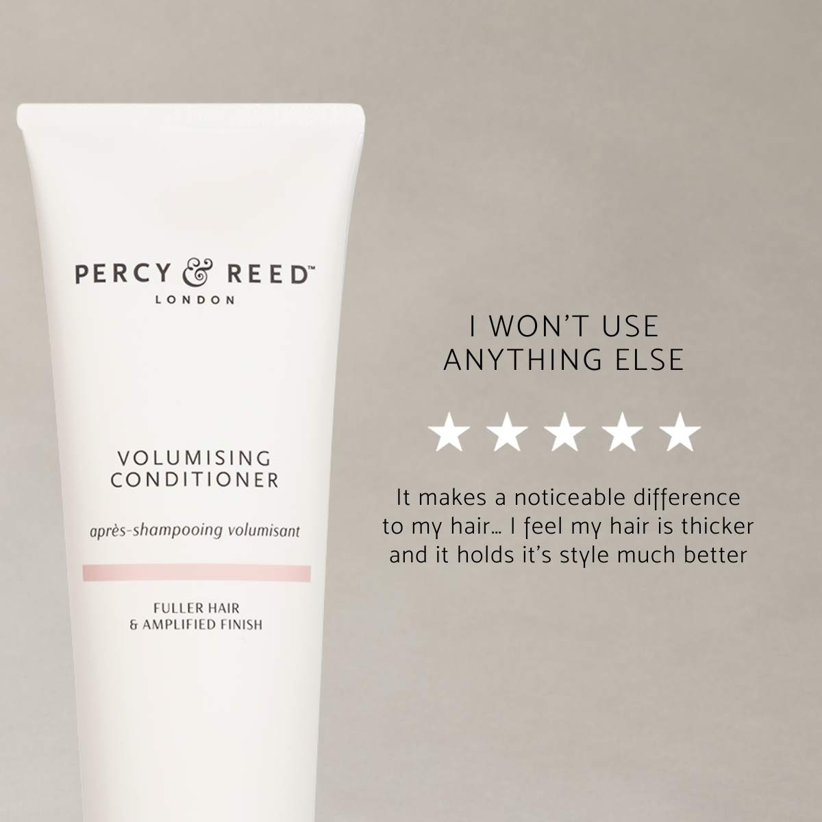 5-star customer reviews of Percy & Reed Volumising Conditioner for fine hair