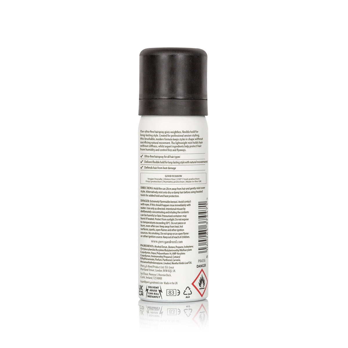 Percy & Reed Flexible Hold Hairspray product information label