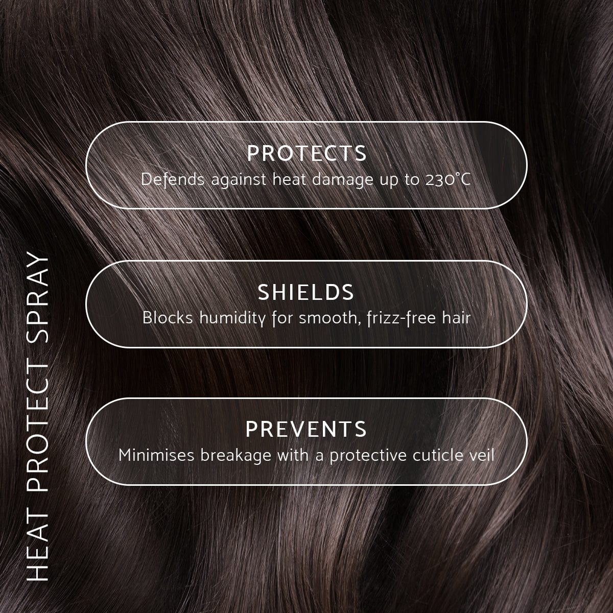Percy & Reed heat protect spray duo benefits including protects, shields, and prevents