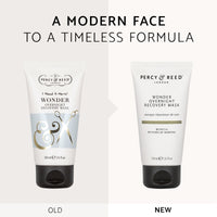 Two Percy & Reed Wonder Overnight Recovery Mask tubes showing old and new packaging designs.